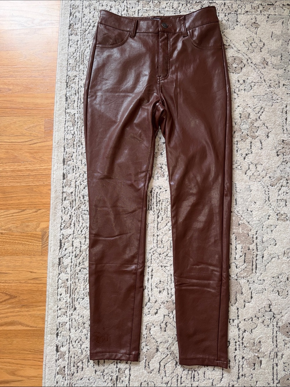 Rewash Brown Faux Leather Skinny Pants